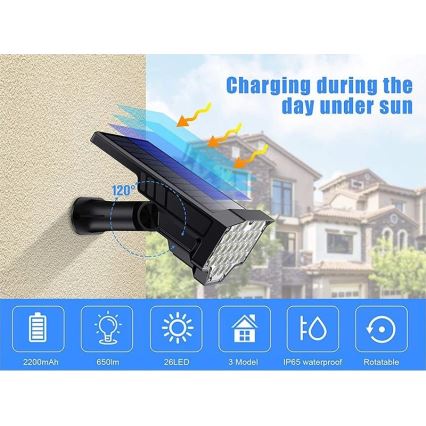 Viking - LED Solárna lampa LED/1W/3,7V IP65 6000K 2200 mAh