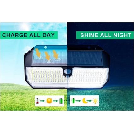 Viking - LED Solárne nástenné svietidlo so senzorom LED/2W/3,7V IP65 6000K 2200 mAh