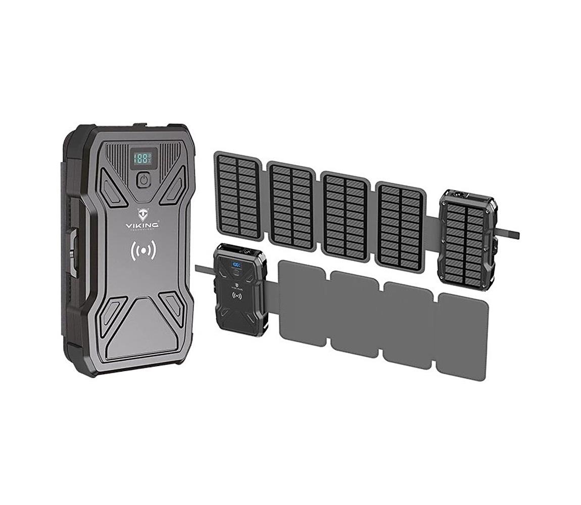 Viking Technology Viking Power Bank s LED osvetlením, bezdrôtovým nabíjaním a solárnym panelom, Power Delivery 22W/20000mAh TYR2
