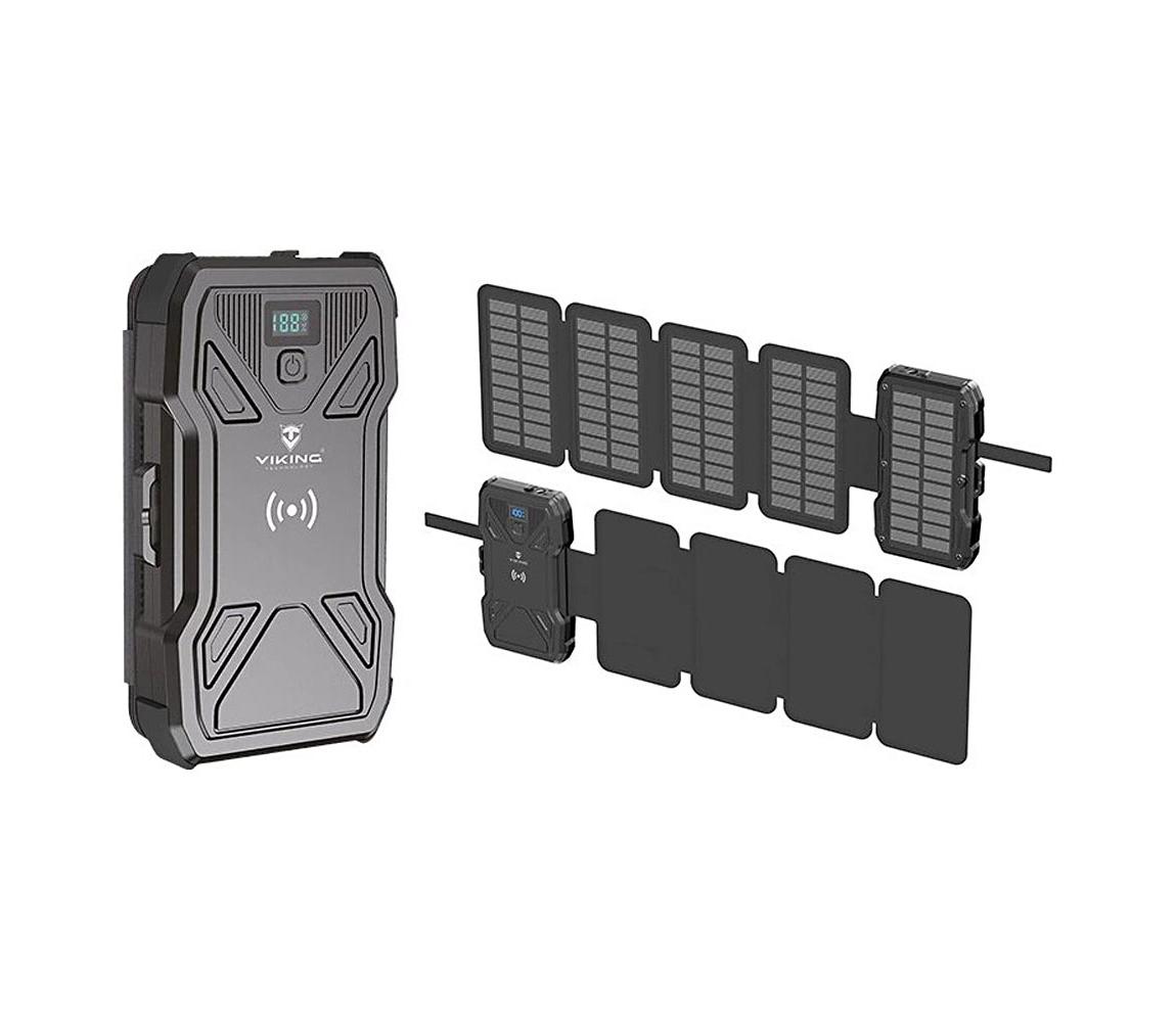 Viking Technology Viking Power Bank s LED osvetlením, bezdrôtovým nabíjaním a solárnym panelom, USB Power Delivery 15 W / 10 000 mAh TYR1