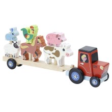 Vilac - Drevený traktor so zvieratkami na nasadzovanie