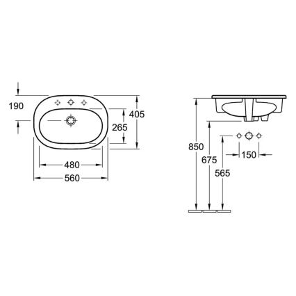 Villeroy & Boch 41615601 - Zapustené umývadlo O.NOVO 56x40,5 cm keramika/biela