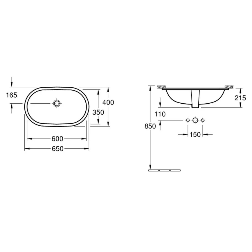 Villeroy & Boch 41626001 - Zapustené umývadlo O.NOVO 60x35 cm keramika/biela