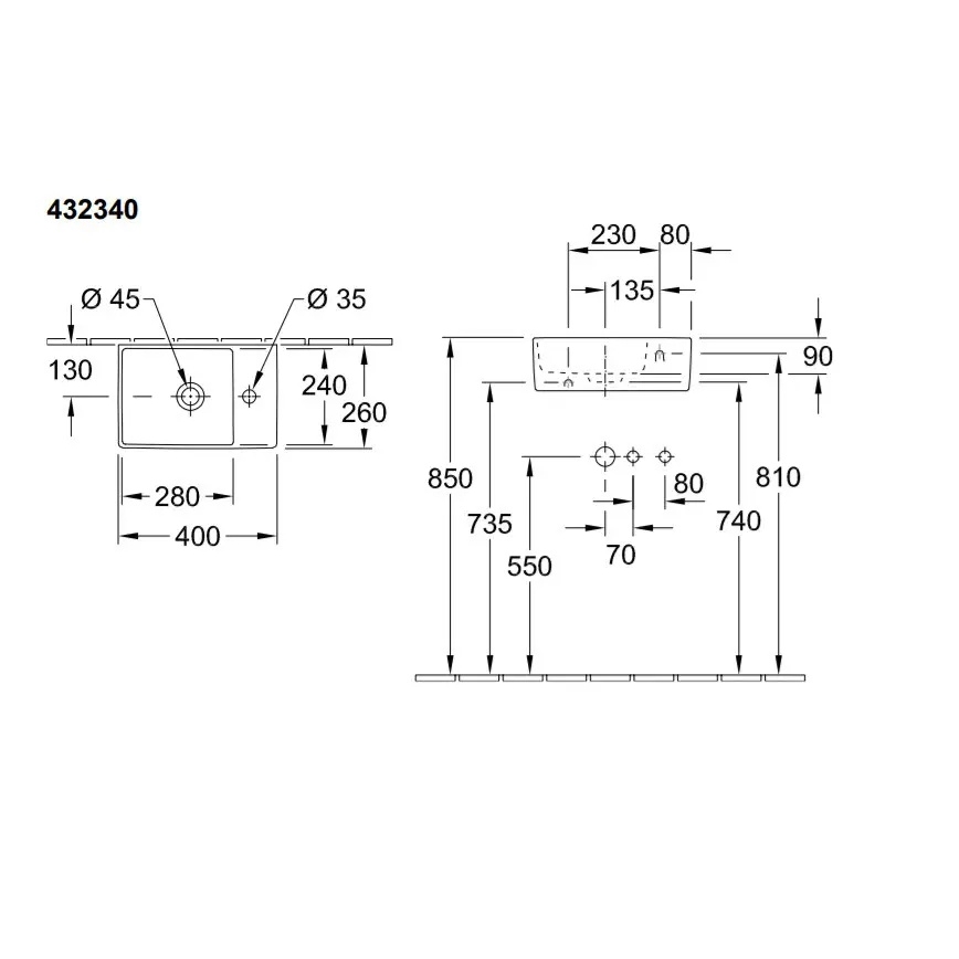 Villeroy & Boch 43234001 - Závesné umývadlo MEMENTO 40x26 cm keramika/biela