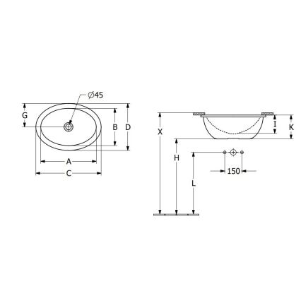 Villeroy & Boch 4A530001 - Zapustené umývadlo LOOP&FRIENDS 43x29 cm keramika/biela