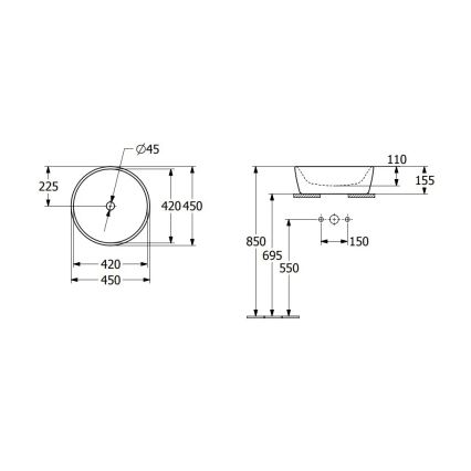 Villeroy & Boch 5A254501 - Umývadlo na dosku ARCHITECTURA Ø 45 cm keramika/biela