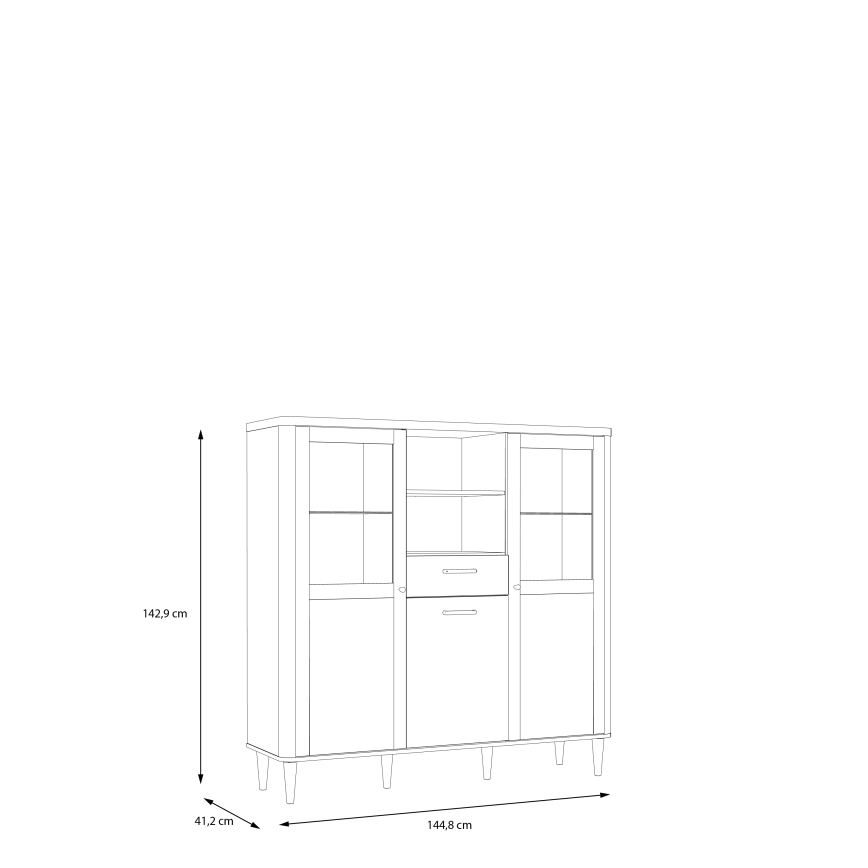 Vitrína VIRO hnedá/béžová