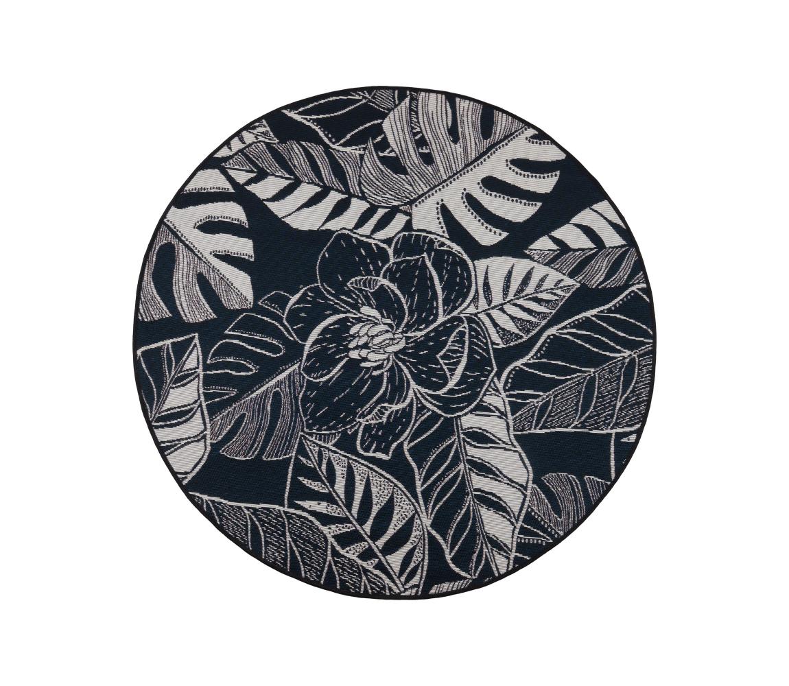 Multidecor Vonkajší koberec JUNGLE 135 cm čierna/biela, listový vzor 509046