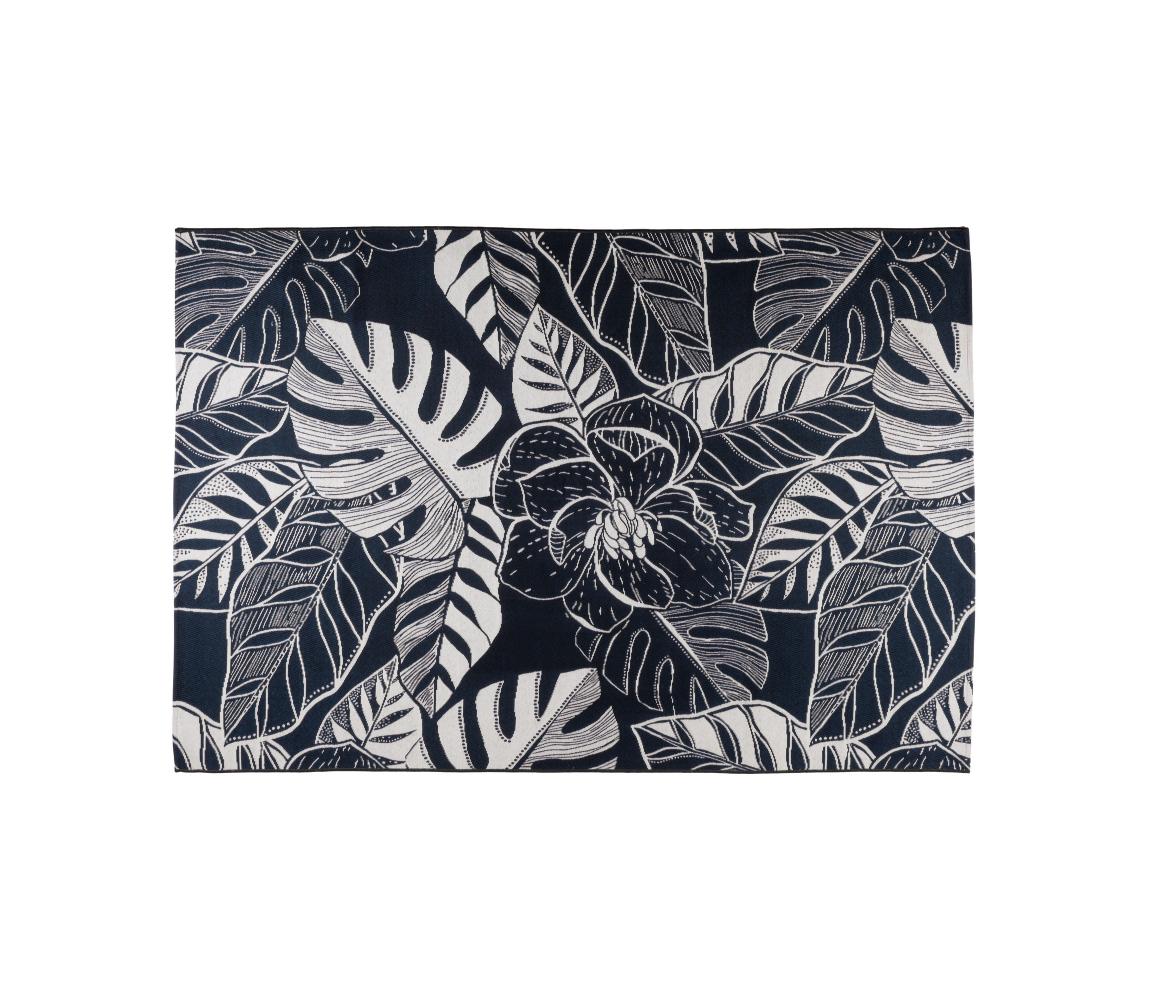 Multidecor Vonkajší koberec JUNGLE 160x220 cm čierno-biely s listovým vzorom 509042