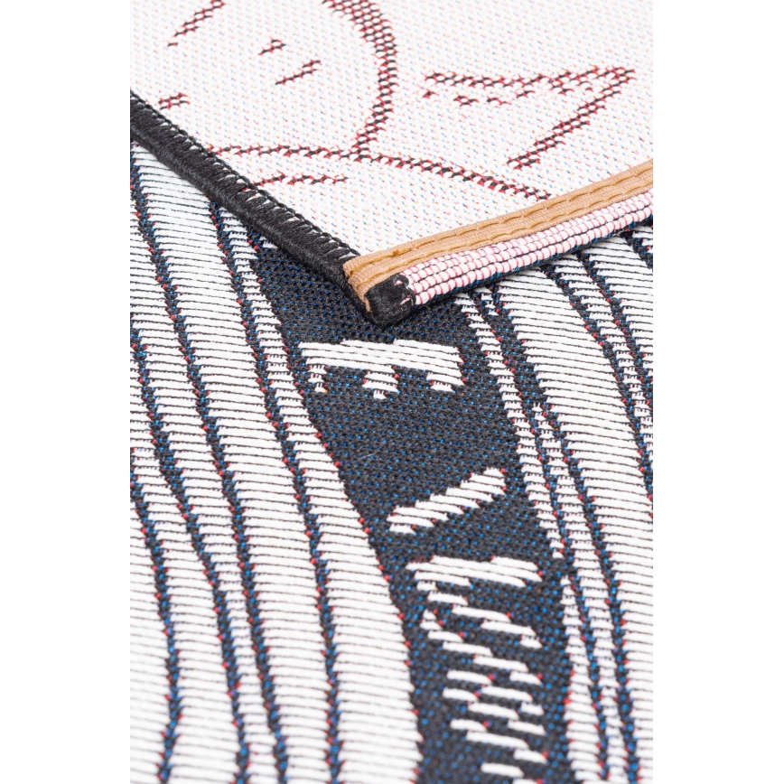 Vonkajší koberec JUNGLE 160x220 cm čierno-biely s listovým vzorom