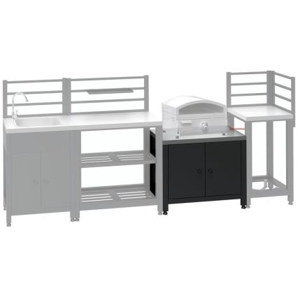 Vonkajší modul – skrinka pod gril 80x47x69 cm, čierna/nerezová oceľ