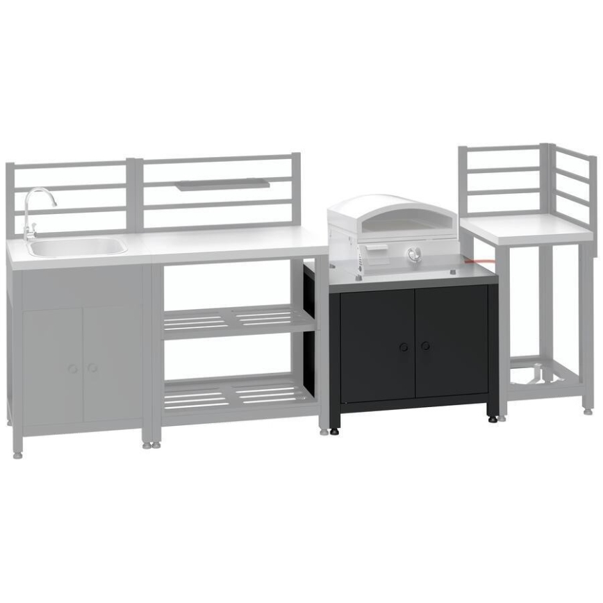 Vonkajší modul – skrinka pod gril 80x47x69 cm, čierna/nerezová oceľ