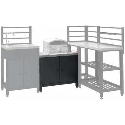 Vonkajší modul – skrinka pod gril 80x47x69 cm, čierna/nerezová oceľ