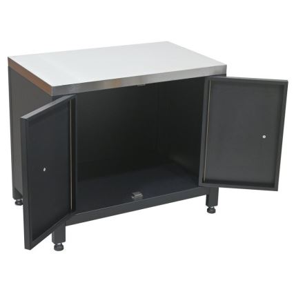 Vonkajší modul – skrinka pod gril 80x47x69 cm, čierna/nerezová oceľ