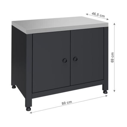 Vonkajší modul – skrinka pod gril 80x47x69 cm, čierna/nerezová oceľ