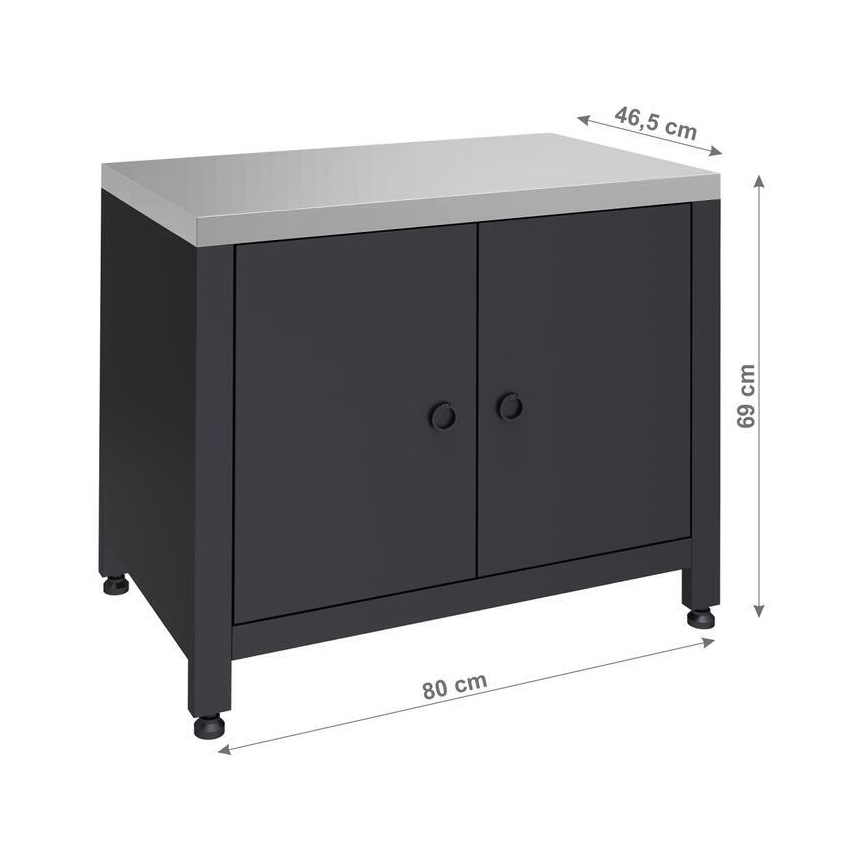 Vonkajší modul – skrinka pod gril 80x47x69 cm, čierna/nerezová oceľ
