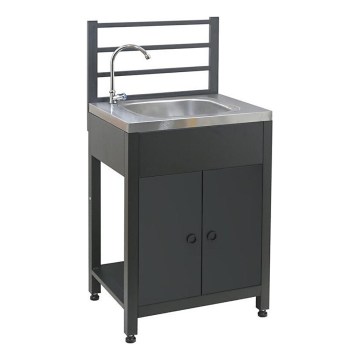 Vonkajší modul stôl s drezom 60x47x123 cm čierny/nerez