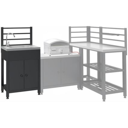 Vonkajší modul stôl s drezom 60x47x123 cm čierny/nerez
