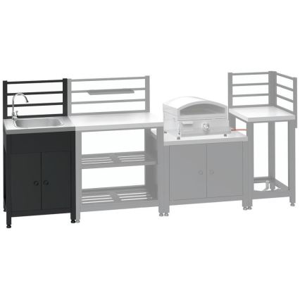 Vonkajší modul stôl s drezom 60x47x123 cm čierny/nerez