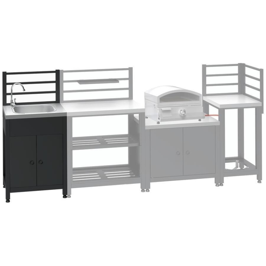 Vonkajší modul stôl s drezom 60x47x123 cm čierny/nerez