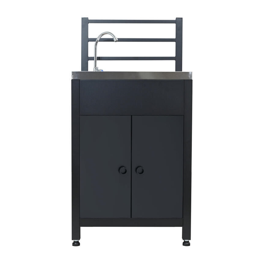 Vonkajší modul stôl s drezom 60x47x123 cm čierny/nerez