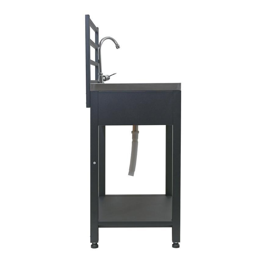 Vonkajší modul stôl s drezom 60x47x123 cm čierny/nerez