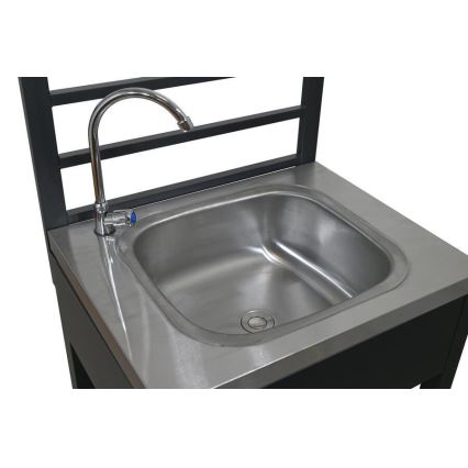 Vonkajší modul stôl s drezom 60x47x123 cm čierny/nerez