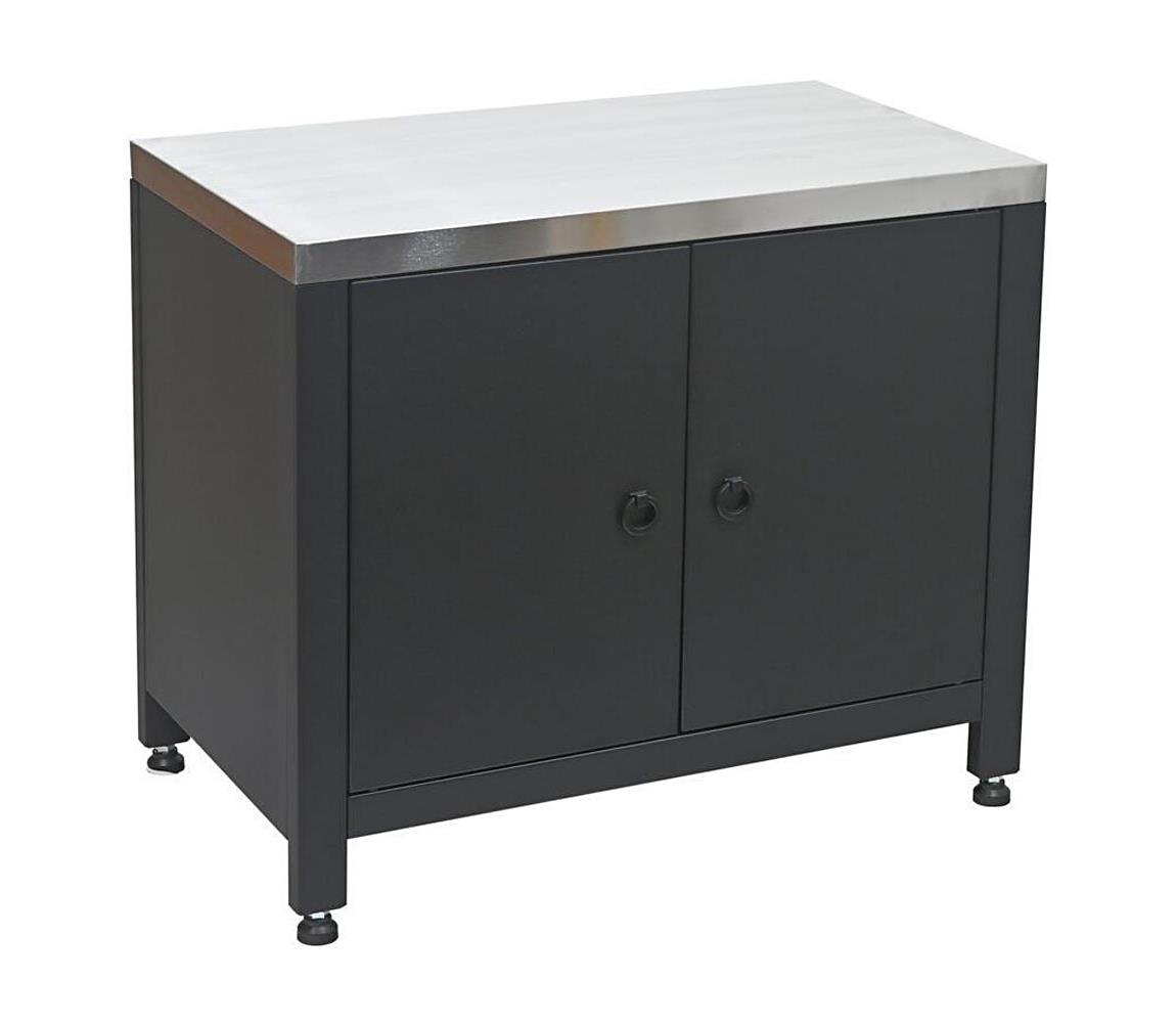 Vonkajší modul – skrinka pod gril 80x47x69 cm, čierna/nerezová oceľ 14126
