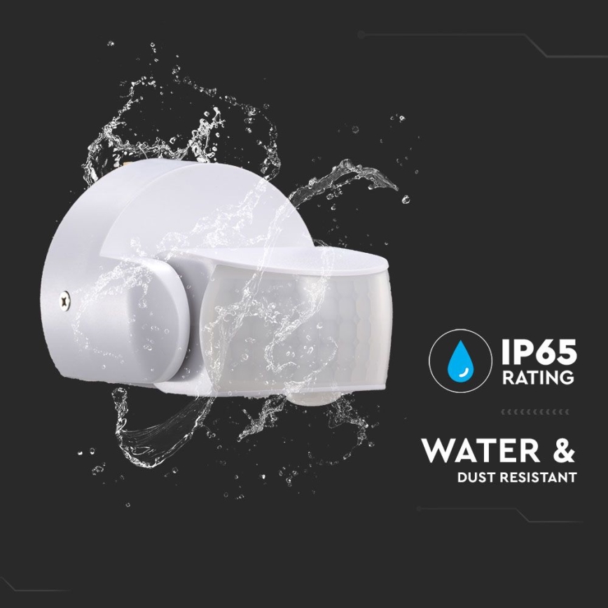 Vonkajší senzor pohybu infračervený 180/360° 600W/230V IP65 biela