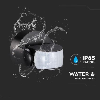 Vonkajší senzor pohybu infračervený 180/360° 600W/230V IP65 čierna