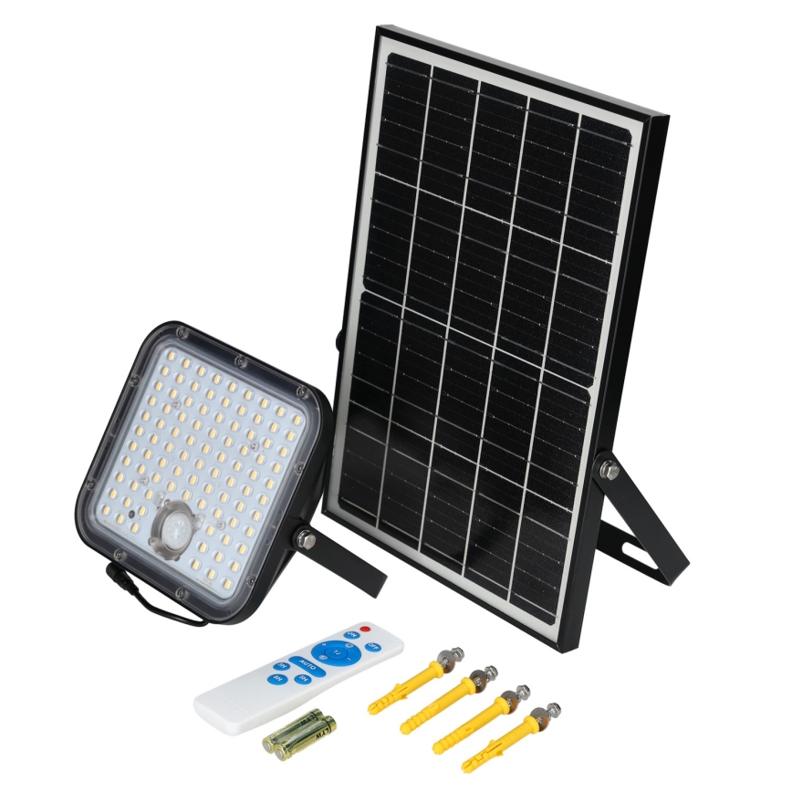 Vonkajší solárny reflektor so senzorom LED/30W/6,4V 4000K IP65 6000 mAh + diaľkové ovládanie