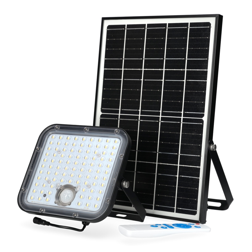 Vonkajší solárny reflektor so senzorom LED/30W/6,4V 4000K IP65 6000 mAh + diaľkové ovládanie