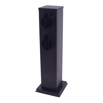 Vonkajší zásuvkový stĺpik 2Z SCHUKO 230V IP44 40 cm čierna