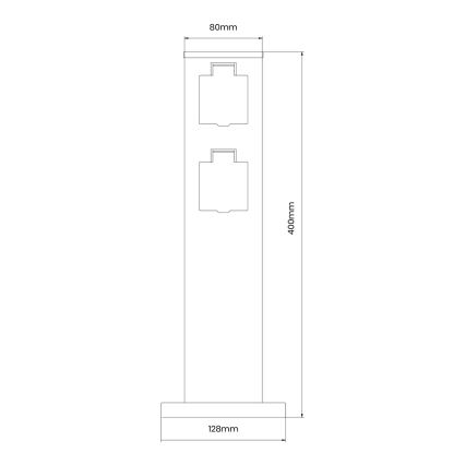 Vonkajší zásuvkový stĺpik 2Z SCHUKO 230V IP44 40 cm čierna