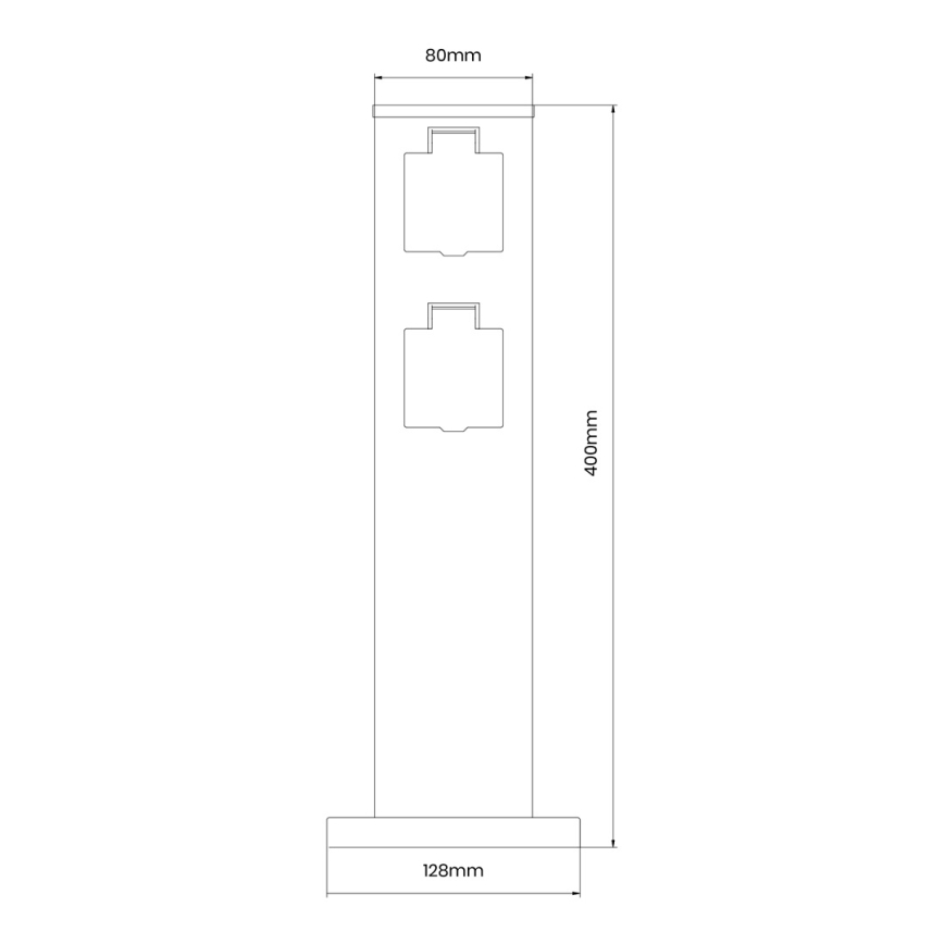 Vonkajší zásuvkový stĺpik 2Z SCHUKO 230V IP44 40 cm čierna