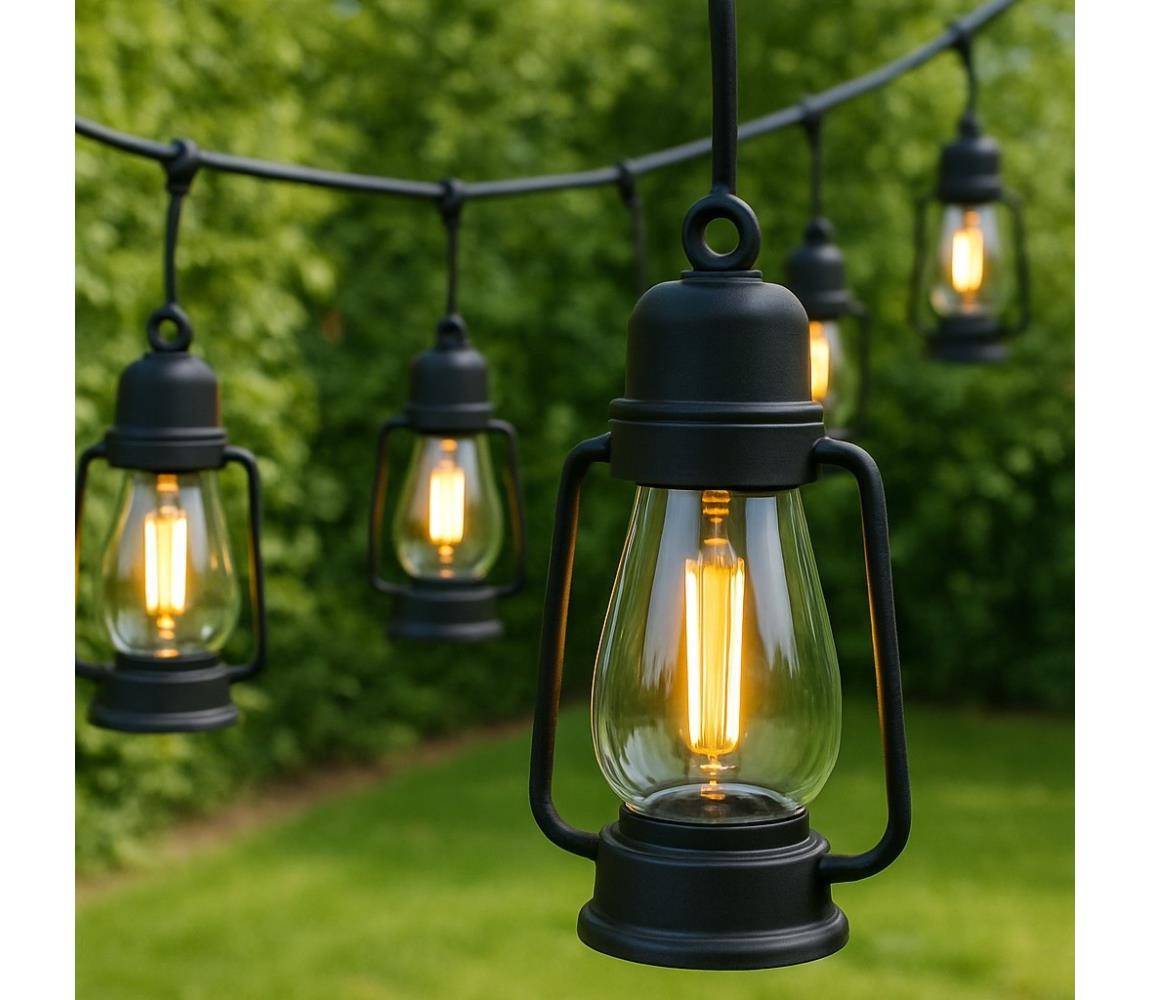 Vonkajšia dekoratívna reťaz GIRLANDA 20xLED 20m IP44 teplá biela LM-20.266