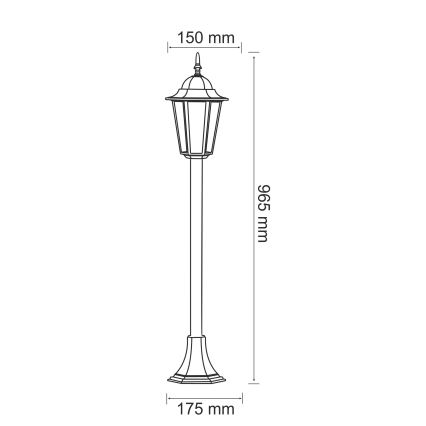 Vonkajšia lampa 1xE27/20W/230V IP43 96,5 cm čierna