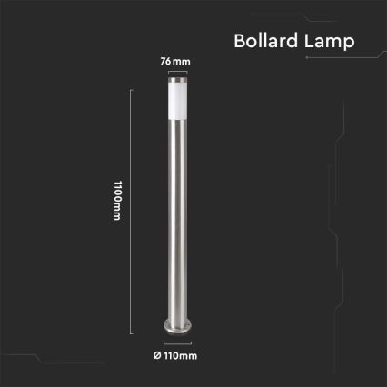 Vonkajšia lampa 1xE27/60W/230V IP44 110cm matný chróm