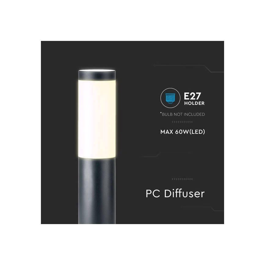 Vonkajšia lampa 1xE27/60W/230V IP44 80cm čierna