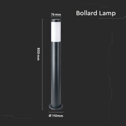 Vonkajšia lampa 1xE27/60W/230V IP44 80cm čierna