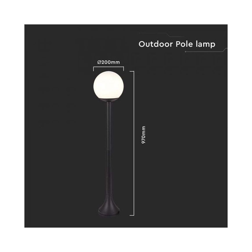 Vonkajšia lampa 1xE27/60W/230V IP44 97 cm čierna