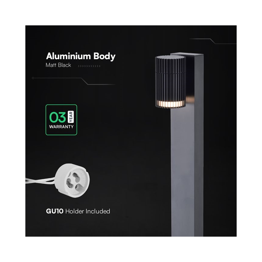 Vonkajšia lampa 1xGU10/10W/230V IP44 80 cm čierna