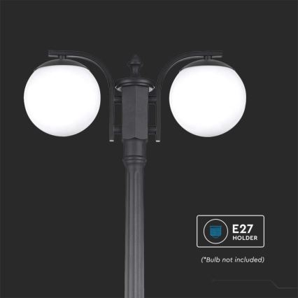 Vonkajšia lampa 2xE27/60W/230V IP44 199 cm čierna