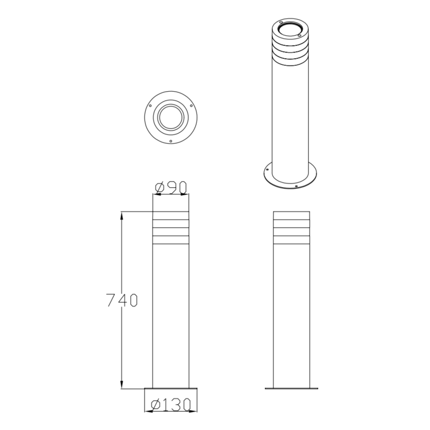 Vonkajšia lampa RINO 1xE27/12W/230V IP54 74 cm čierna