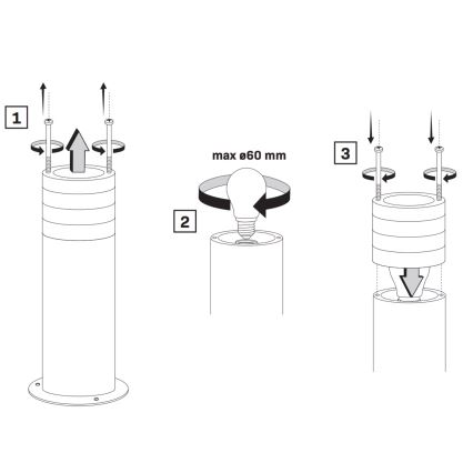 Vonkajšia lampa RINO 1xE27/12W/230V IP54 74 cm čierna