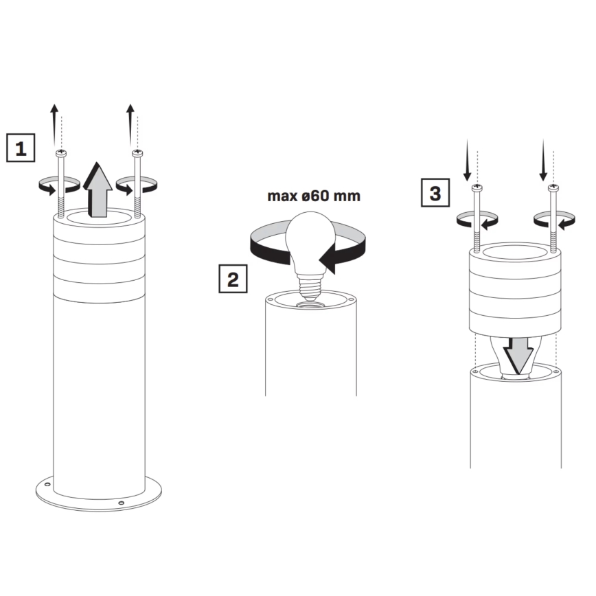 Vonkajšia lampa RINO 1xE27/12W/230V IP54 74 cm čierna