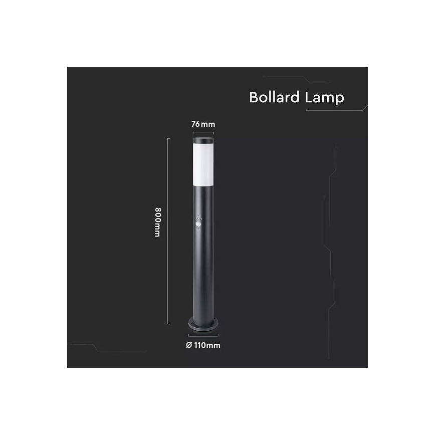 Vonkajšia lampa so senzorom 1xE27/60W/230V IP44 80cm čierna