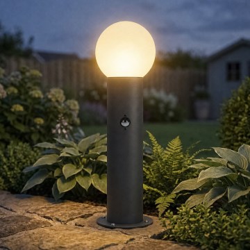 Vonkajšia lampa so senzorom pohybu a súmraku STONO 1xE27/15W/230V 80 cm IP65 antracitová