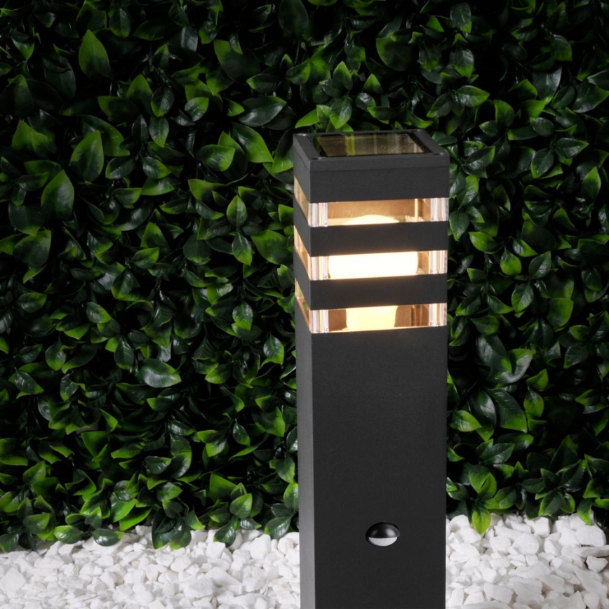 Vonkajšia lampa so senzorom TEKSAS 1xE27/12W/230V IP44 44 cm antracit