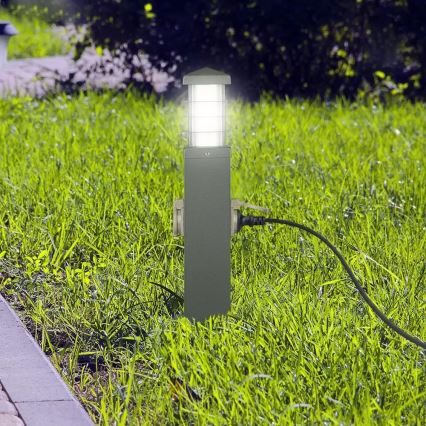 Vonkajšia lampa so zásuvkami SCHUKO 1xE27/13W/230V IP44